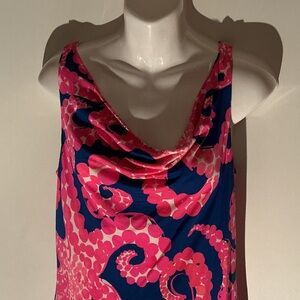 Lilly Pulitzer Pink and Blue Patterned Midi Dress